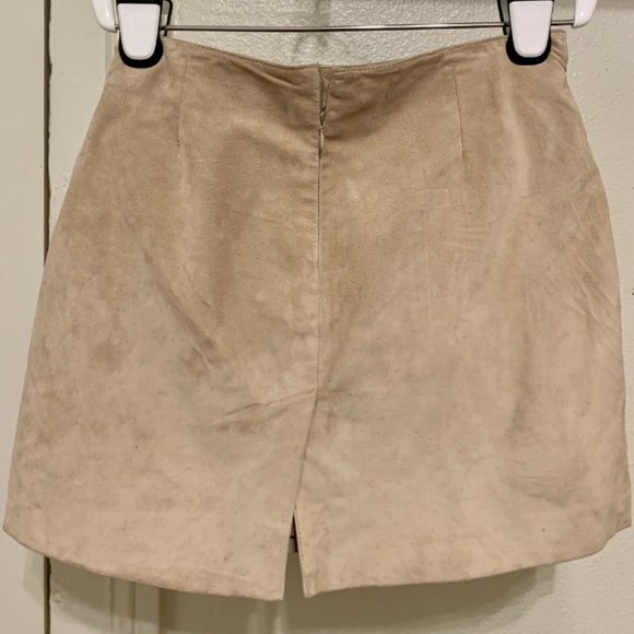 Tan Leather Mini Skirt - Picture 2 of 3